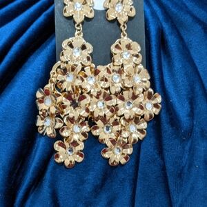 Gold Floral Drop Earrings